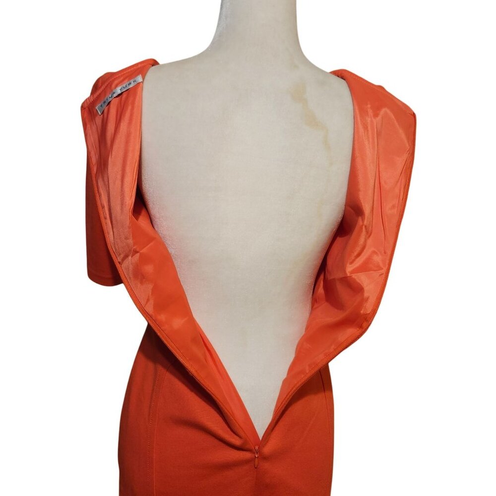 Trina Turk Women's Size 6 Orange Coral 3/4 Sleeve Fitted Sheath Pencil Dress - Picture 8 of 9
